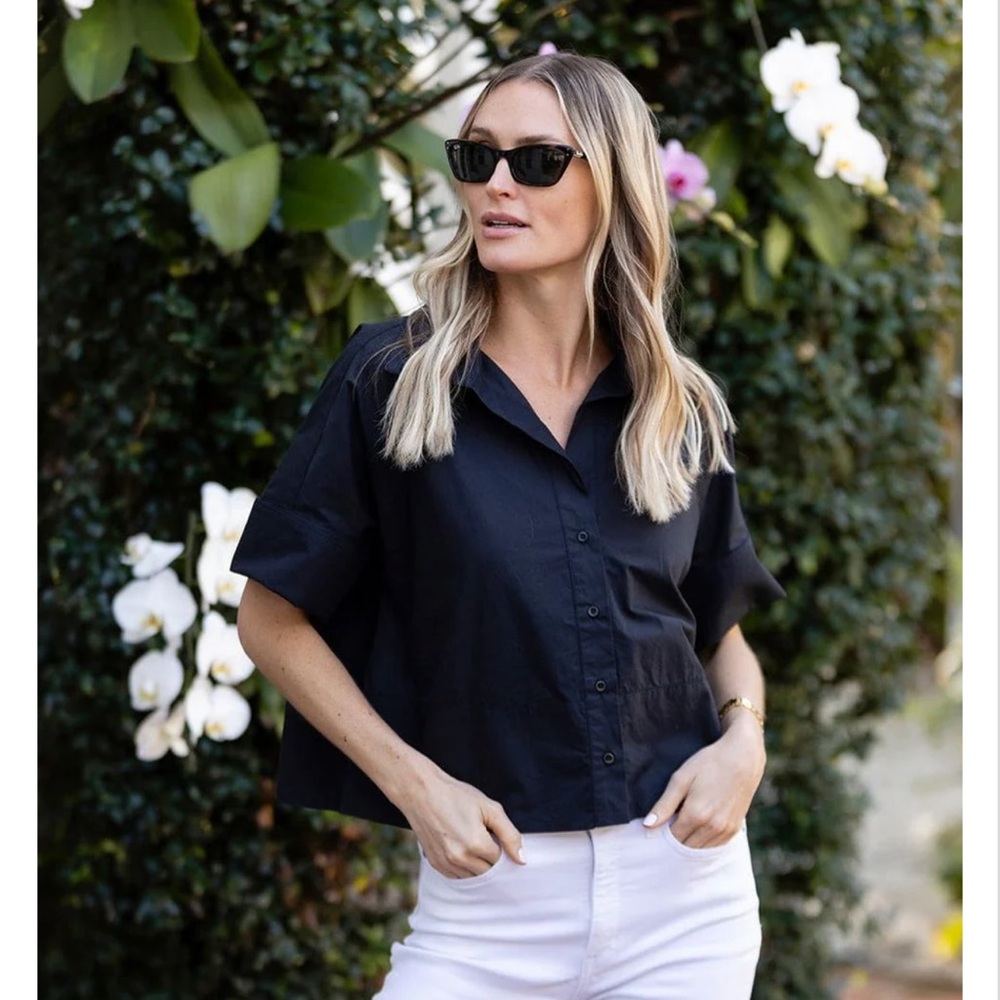 Women's Black Button-Up Top